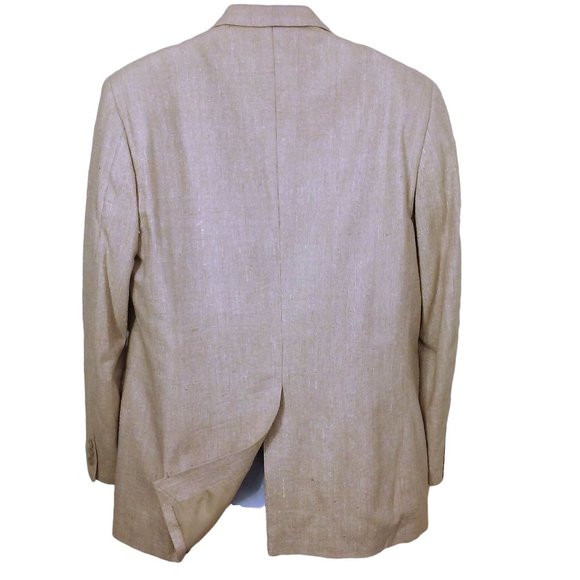 Marc Jeffries Pure Silk Blazer Suit Coat Men-48(L) Dbl-Button Vent Pockets Cream - Picture 8 of 11